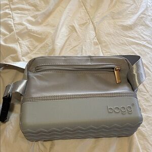 BOGG BAG Light Gray Belt Bag with Gold Zip Pull